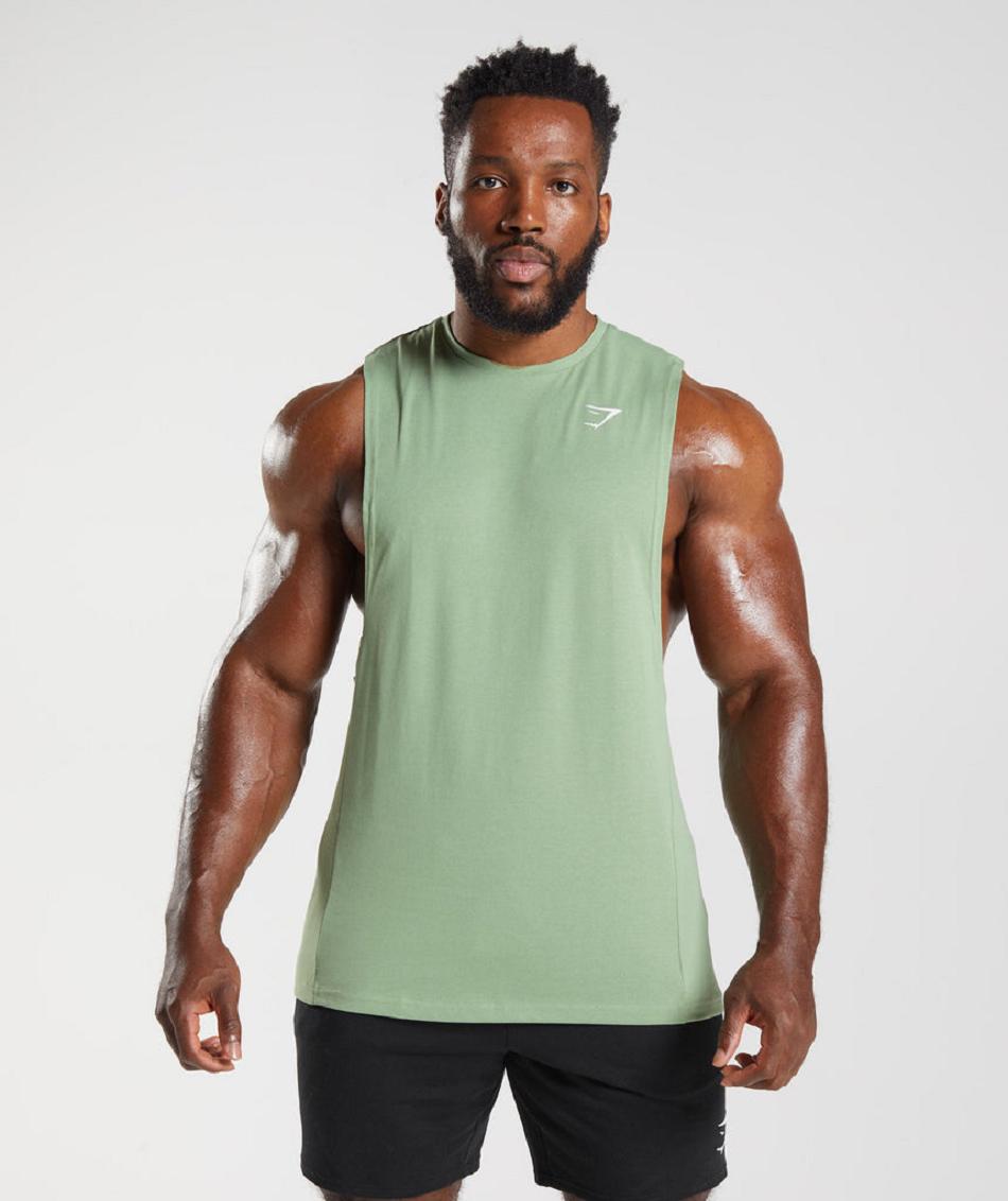 Camiseta Tirantes Gymshark React Drop Arm Hombre Verde | CO 3163PJJ